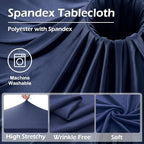 2 pk Navy Blue Spandex Tablecloth 8ft With Ruffle Table Skirt, Wrinkle Free Stretchy Fitted Tablecloths for 8 Foot Rectangle Tables, Elastic Spandex Table Covers 8ft for Weddings Parties Banquet Craft - Image 4