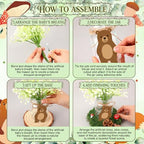 43 Pcs Woodland Animals Centerpieces Forest Animals Tabletop Centerpiece for Baby Shower Jungle Birthday Party Decor Kit with Mason Jar Babysbreath Animal Cutouts Wood Rounds Pine Cones Moss - Image 5