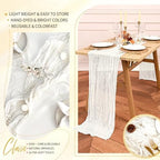 20 Pack Ivory White Cheesecloth Table Runner Wedding Birthday Table Decor - Image 5