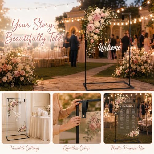 Welcome Sign Stand,50 x 30 x 20 Inch Wedding Welcome Sign - Image 7