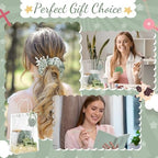 Zeyune 6 Sets Baby Shower Prizes for Wedding Bridal Shower Gifts Party Favors Including Glass Notebooks Ballpoint Pen Mirror Hairpins Hair Bands Gift Bag Thank You Cards(Green,Classic) - Image 5