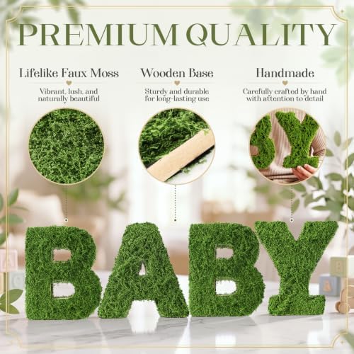 4 Pcs Moss Baby Letter Centerpiece, Green Grass Alphabet - Image 3