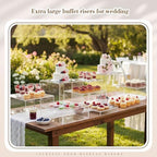 Leinuosen 7 Pcs Extra Large Buffet Risers Set 8" to 14" Acrylic Display Box Square Catering Dessert Table Riser Food Display Decorative Stand with Hollow Bottom for Catering Supplies(Clear) - Image 4