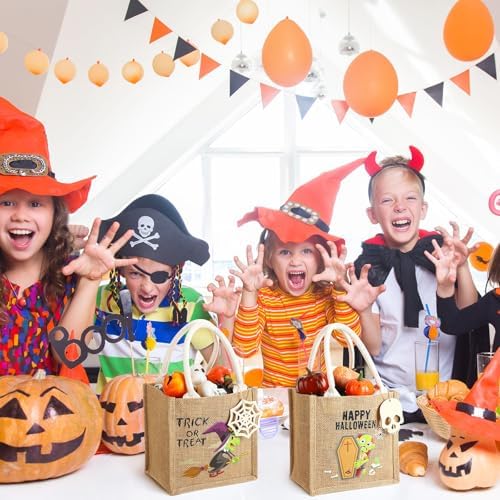 Sweetude 12 Pack Halloween Linen Burlap Bags with Tags,Classic - Image 6