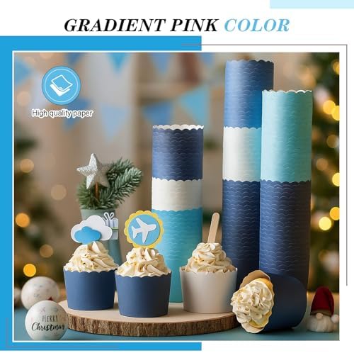 Havawish 250 Pcs Blue Baking Cups 2.4 Inch Paper Cupcake Liners - Image 4
