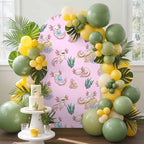 Cartoon Axolotl Arch Backdrop Cover 6.6 FT, Pink Ambystoma Mexicanum Green Seaweed Ocean Coral Wedding Arch Cover Stretchy Backdrop Stands Covers for Birthday Party Ceremony Banquet Decor - Image 3