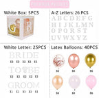 96 PC Bridal Shower Decorations Balloon Boxes White- Transparent Block with BRIDE TO BE + GROOM + A - Z Letters and 40 Balloons- Engagement Bachelorette Parties Weddings Centerpieces Photo Booth Props - Image 3