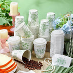 Vesici 60pcs 14oz Green Disposable Coffee Cups with Lids and Sleeves - Image 5