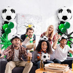 Kasyat 2 Sets Soccer Balloon Column Stand Kit with 4D Soccer, Green Black Star Foil and 100 Latex Balloons, Green White Black Arch Kit for Floor for Football Sports Party Decorations - Image 6