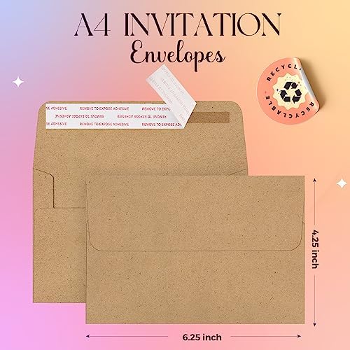 ACSTEP 3000Pack A4 Envelopes 4-1/4 X6-1/4 Inch Self Seal Brown Kraft 4X6 Envelopes For for Weddings, Invitations, Photos, Postcards, Greeting Cards Mailing,Baby Shower, Graduation - Image 2