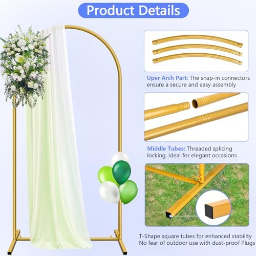 HEMMOTOP Metal Arch Backdrop Stand and Cover Set, Black, 7.2 ft - Image 3