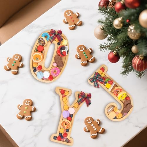 3PCS Bamboo Christmas Decorations Letters Charcuterie Board Box-(with 14 Balloons and Bow) Joy Charcuterie Letters Fillable Food Christmas Party Supplies Table Decoration Food Tray Platter - Image 5