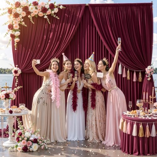 30ft x 15ft Burgundy Wrinkle Free Backdrop Curtains for Wedding Party Backdrops Curtain Drapes Fabric Decorations Photo Back Drop Cloth for Baby Shower Photography Stage Reception - Image 4