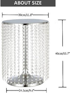 Wedding Cake Stand for Dessert Table 12 Inch Silver Crystal Pendants Metal Cake Stand Serves as A Round Dessert Cupcake Display Plate 16 Inch Tall (Silver) - Image 6