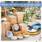 SiliFine 48 Pcs Wedding Favors for Guests Small Ceramic Bowls, Flower, Blue - Image 2