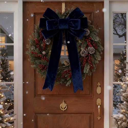 Meseey 4 Inch Wide Navy Velvet Wired Ribbon, 10 Yards Velvet Ribbon with Wire Edge for Christmas Tree, Wreaths, Gift Wrapping, Bows, Crafts and Holiday Decorations - Image 5