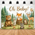 Oh Baby Woodland Baby Shower Backdrop - 10x8ft Gender Neutral Forest Animal Background for Boys Girls, Rustic Baby Shower Party Decorations, Watercolor Animal Banner for Wall Decor by Unknown