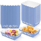 100pcs Blue Cielito Lindo Party Decoration Mexican Paper Food Boat Trays Platos De Barro Mexicanos Disposable Scalloped Mexican Snack Trays For Cinco De Mayo Wedding Baby Shower Party by STRANTHOTHER