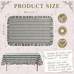 Tudomro Striped Tablecloth, Rectangle, Dark Brown, Blue, 84'' X 60'' - Image 2