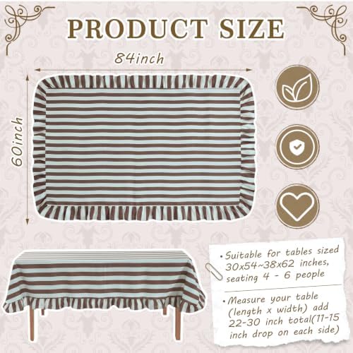 Tudomro Striped Tablecloth, Rectangle, Dark Brown, Blue, 84'' X 60'' - Image 2
