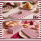 100 Pack Striped Linen-feel Napkins Bulk Striped, Burgundy - Image 6