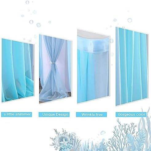Tulle Table Skirt Blue Tutu Striped Table Skirts for Rectangle Tables Baby Shower Under the Sea Baby Shark Birthday Parties Decoration 14ft - Image 4