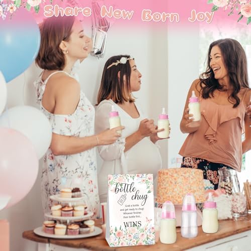 TrelaCo 20 Pcs Bottle Chug Game, Pink Flower Baby Shower Favors - Image 6