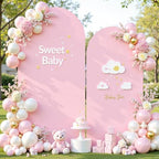 Pink and Purple Photo Arch Backdrop Cover Set of 2 for Baby Shower Party 7.2ft and 6ft Arch Covers Stretchy Backdrop Spandex Arch Stand Covers for Girls Birthday Wedding Banquet Background - Image 4