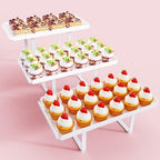Bakzon 3 Pieces Cupcake Stand Holder, White Acrylic Dessert Table Display Set with Iron Support Legs for Birthday Candy Bar Décor Weddings, Parties Events by BAKZON