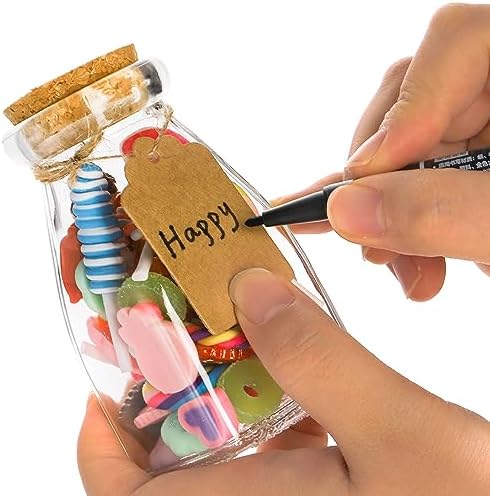 yarlung 30 Pack Glass Favor Jars with Cork Lids, 4 OZ Clear Small Candy Jars Set Square Decorative Bottles for Thanksgiving Gift, Christmas, Baby Shower Wedding Party Favor, Brown Labels and Strings - Image 3