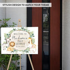 Andaz Press Custom Large Baby Shower Canvas Welcome Sign, 16 X 20 Inches, Rustic Greenery Safari Animals, Guestbook Alternative, Personalized Sign Our Canvas For Jungle Safari Baby Shower Welcome Sign - Image 3