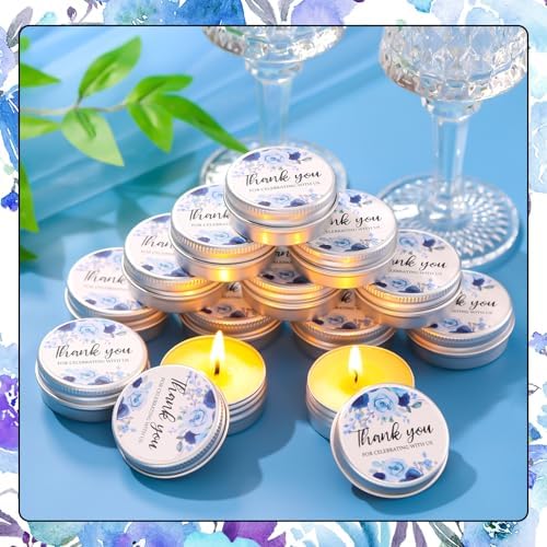 MTLEE 50 Pcs Wedding Candles Gift Favors for Guests 1 oz, Blue Rose - Image 2