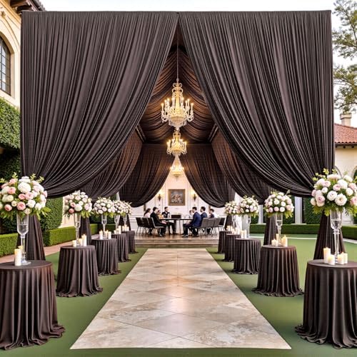 50ft×15ft Brown Backdrop Curtain for Wedding Parties by PartyVillage