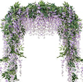 3Pcs 7.2Ft/Piece Artificial Flowers Wisteria Garland Artificial Wisteria Vine Hanging Flower Greenery Garland for Home Garden Outdoor Wedding Arch Floral Decor (Purple) by Veryhome