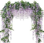 3Pcs 7.2Ft/Piece Artificial Flowers Wisteria Garland Artificial Wisteria Vine Hanging Flower Greenery Garland for Home Garden Outdoor Wedding Arch Floral Decor (Purple) by Veryhome