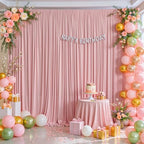 16x10FT Dusry Rose Backdrop Curtains for Wedding Parties, Wrinkle Free Polyester Photography Backdrop Drapes for Birthday Parties Baby Shower Stage Background Stand Decorations 4x10ft,4 Panels - Image 4