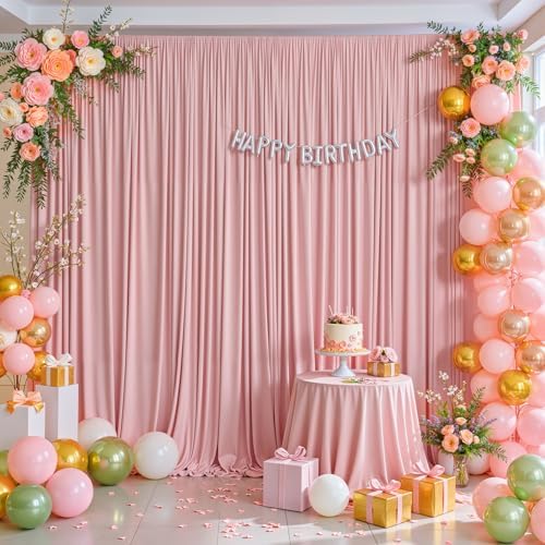 16x10FT Dusry Rose Backdrop Curtains for Wedding Parties, Wrinkle Free Polyester Photography Backdrop Drapes for Birthday Parties Baby Shower Stage Background Stand Decorations 4x10ft,4 Panels - Image 4