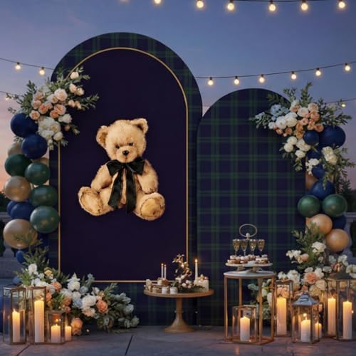 Moukeren Tartan Plaid Teddy Bear Arch Backdrop Cover 6ft and 7.2ft - Image 5