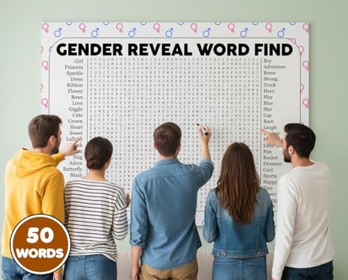 Gender Reveal Word Find, Baby Shower Giant Crossword Poster Puzzle, Large Gathering Activity, Minimalist Wall Decor, Multiple Sizes (24 x 32 inches) - Image 4