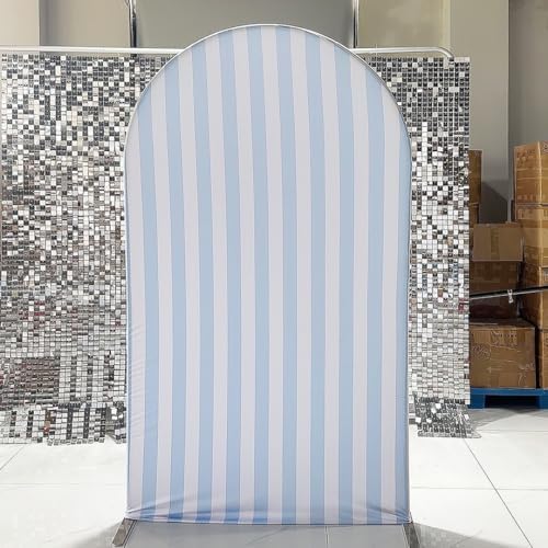 FiVan Arch Covers Stretchy Blue Stripes Backdrop for Birthday Baby Shower Party Decoration 3x6ft Baptism Background Props - Image 2