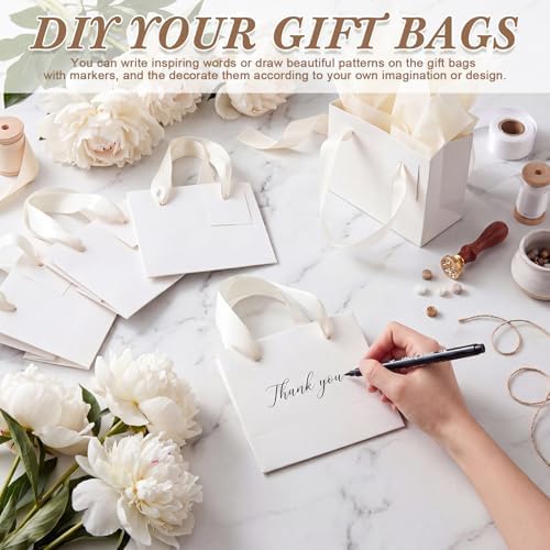Qilery Halloween 50 Pcs Small White Gift Bags, Beige, 4.7 x 2.4 x 3.9'' - Image 6