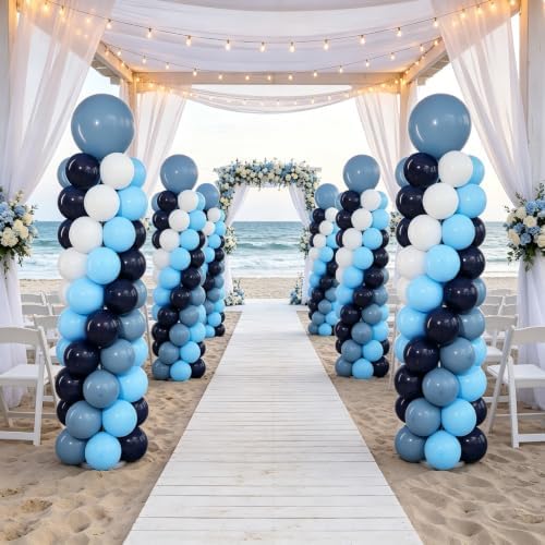 Dusty Blue Balloons Column Kits Stand for Floor 2 Sets Balloon Tower - Image 2