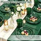100 Guests Green Plastic Plates and Napkins Party Supplies for Birthday - Image 4
