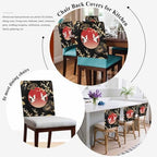 Cherry Blossom Chair Back Covers for Dining Chairs 6 Pack, Harmony Crane Red Moon Paper Fan Washable Removable Chair Slipcover Back Chairs Protector for Wedding Baby Shower Party - Image 5