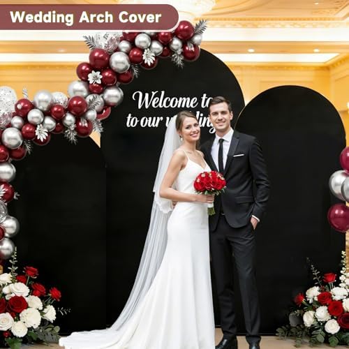 Hemmotop Stretchy Black Arch Backdrop Cover Set of 3-7.2ft, 6.6ft, 6ft - Image 2