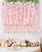 Waipfaru 40Pcs Light Pink Wisteria Hanging Flowers,Fake Hanging Flowers - Image 3