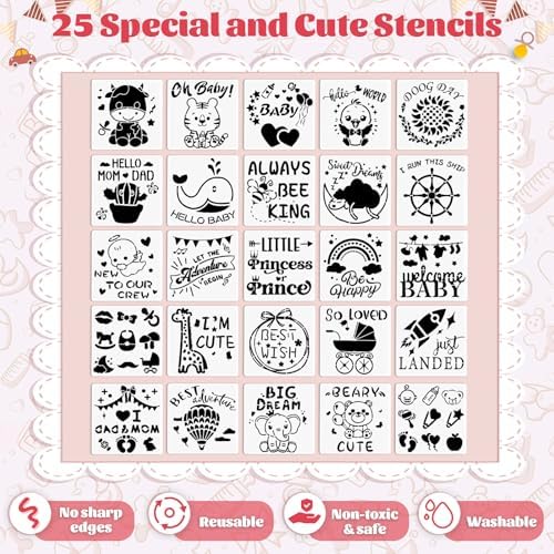 201 Pcs Baby Shower Set Baby Shower Game Sign Baby Bib Bodysuit White Baby Bib Newborn Bodysuit Baby Shower White Decorating Kit(PinkFlowerButterfly) - Image 5