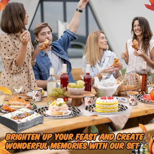 Funnymoom 250 Pcs Pumpkin Fall Paper Plates and Napkins Cups Serves 50 - Image 6