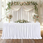 17ft White Table Skirts for Rectangle Tables Polyester Pleated Table Skirt Desk Skirts Ruffle Table Skirt Tablecloth for Wedding Birthday Party Baby Bridal Shower Banquet Table Decoration - Image 7