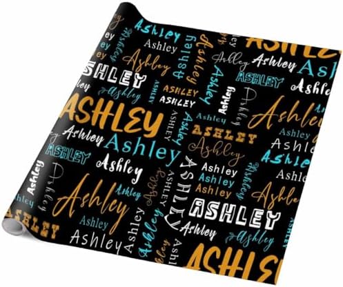 AOFUN Custom Gift Wrapping Paper Wrapping Paper Roll with Printed Name Gift Wrap Funny Personalized Wrapping Paper with Name/Text Personalized Name Heart 5 Rolls 58" x 23" - Image 5